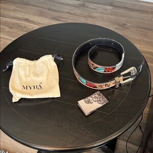 Myra Bag Tooled Leather Western Belt w/ Silver Buckle – NWT - Size S